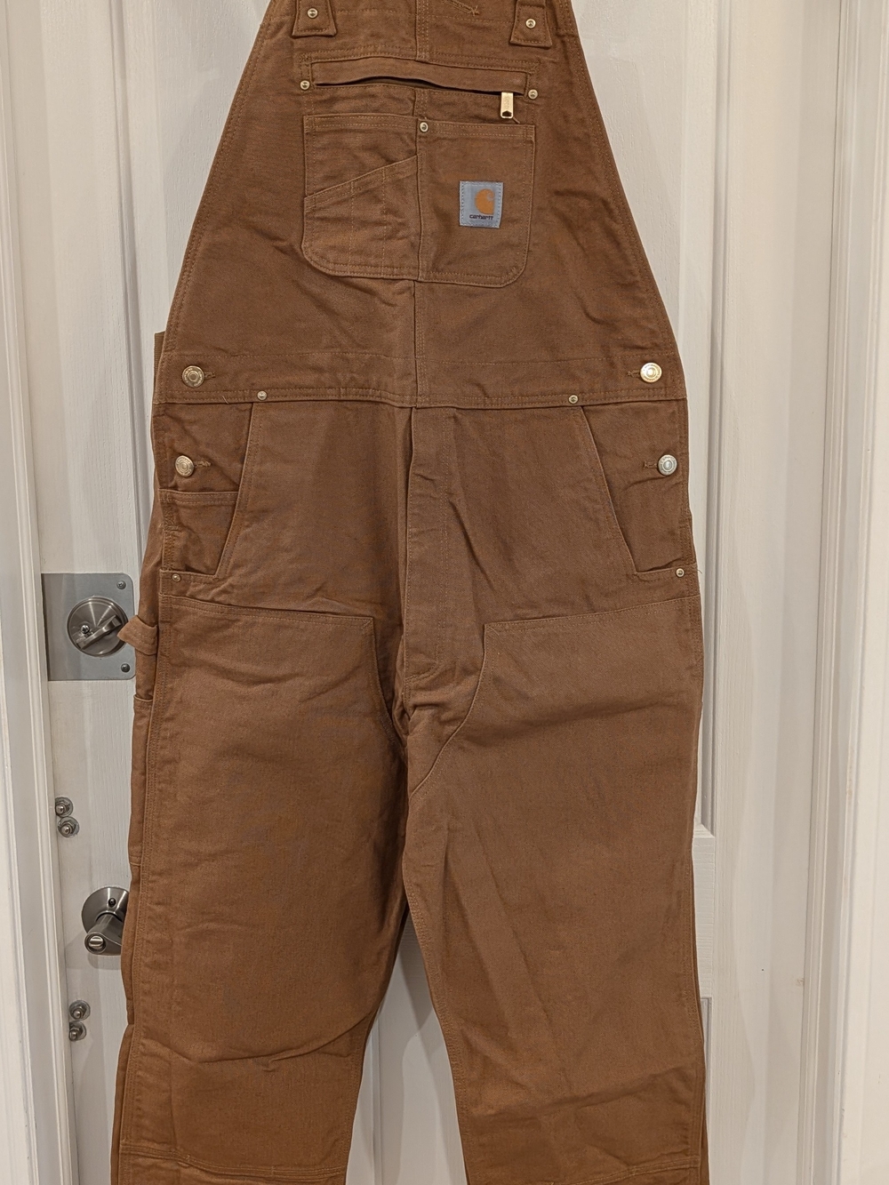 Carhartt Brown Duck Carpenter Overalls with Logo Bib